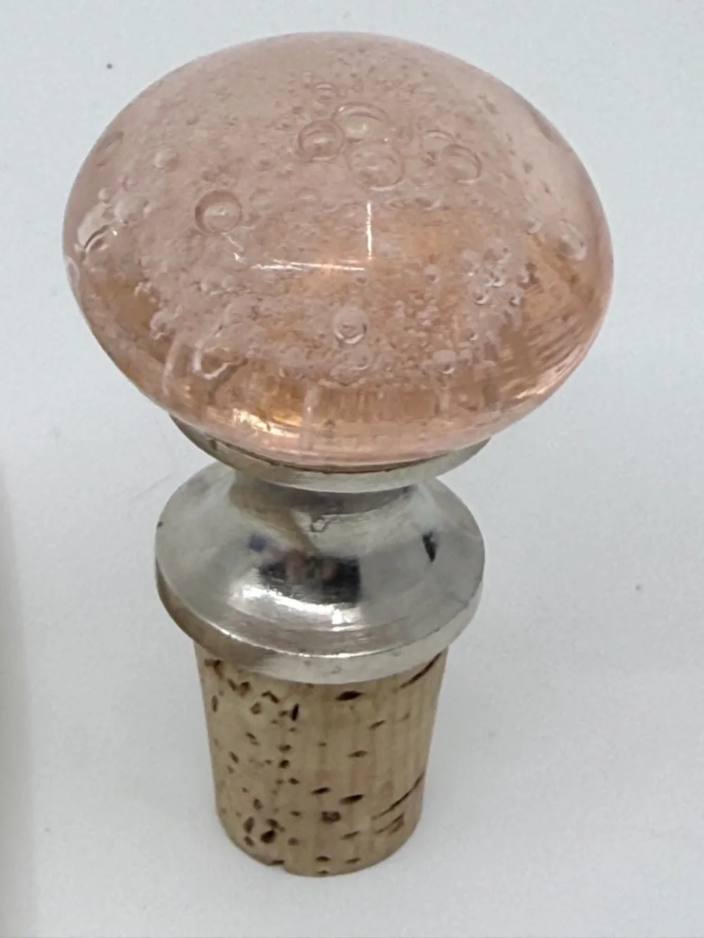 Vintage Silver Plate Pink Decorative Wine Bottle Stopper